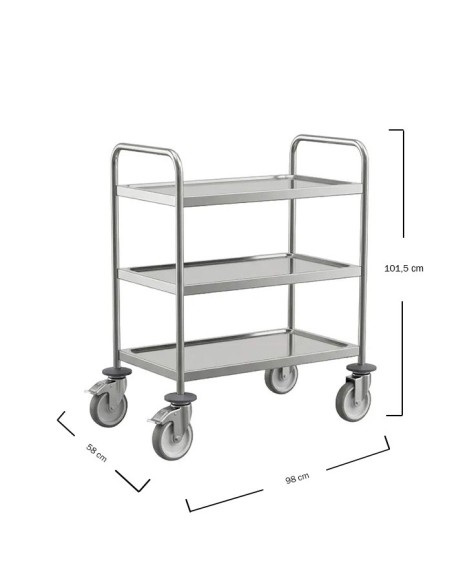Carro servicio 3 niveles inox 101,5x98x58cm - Pujadas