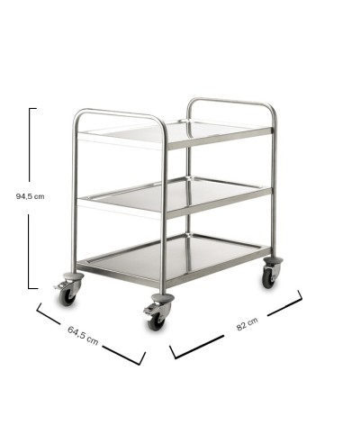 Carro de Servicio 3 Niveles Inox 82x64,5x94,5cm - Lacor