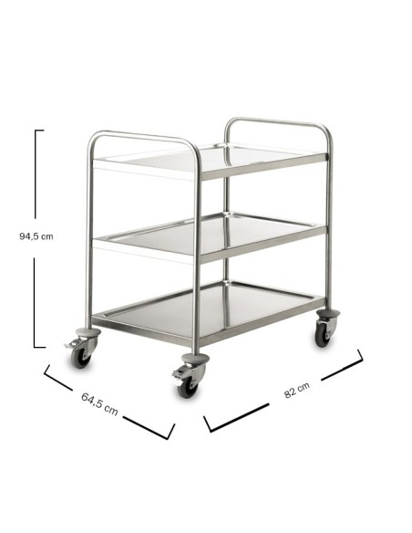 Carro de Servicio 3 Niveles Inox 82x64,5x94,5cm - Lacor