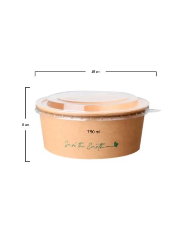 Ensaladera Kraft con Tapa 750ml (200Uds)