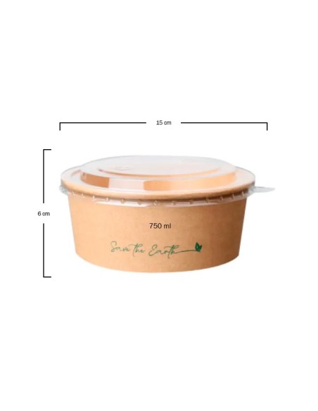 Ensaladera Kraft con Tapa 750ml (200Uds)