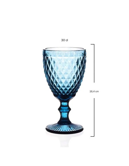 Copa Cristal Relieve Vintage Azul 30cl (6Uds)