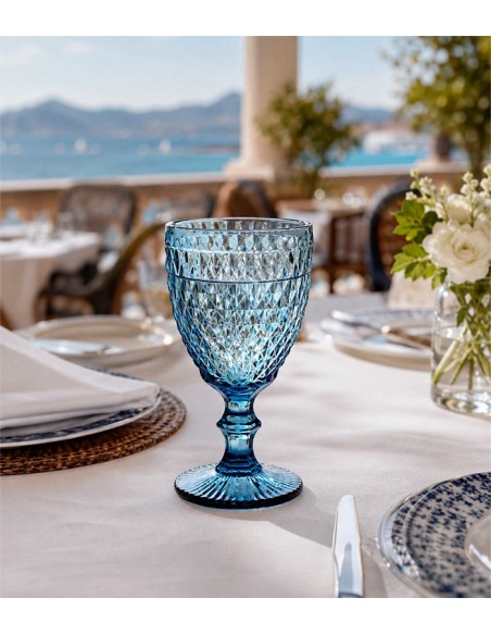 Copa Cristal Relieve Vintage Azul 30cl (6Uds)