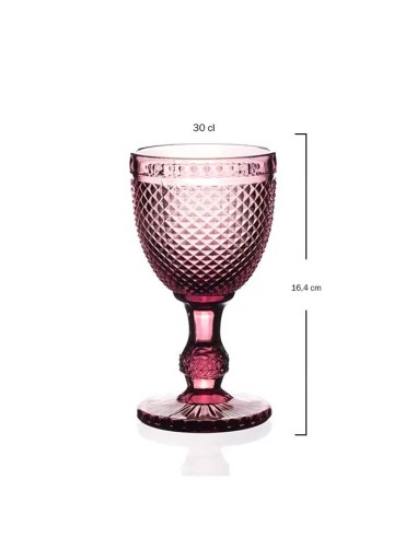 Copa Vidrio Relieve VINTAGE Rosa 30cl - Muñoz Bosch