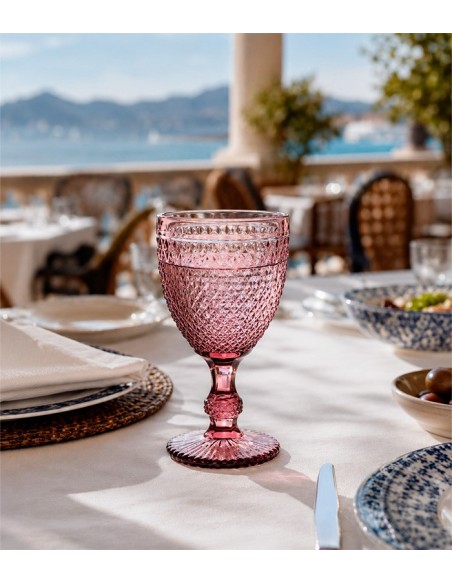 Copa Vidrio Relieve VINTAGE Rosa 30cl - Muñoz Bosch