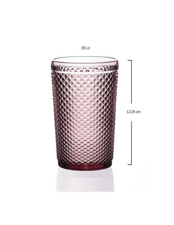 Vaso Alto Vidrio Relieve VINTAGE Rosa 35cl - Muñoz Bosch 2