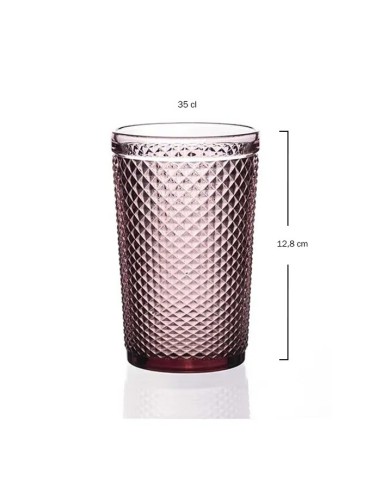 Vaso Alto Vidrio Relieve VINTAGE Rosa 35cl - Muñoz Bosch