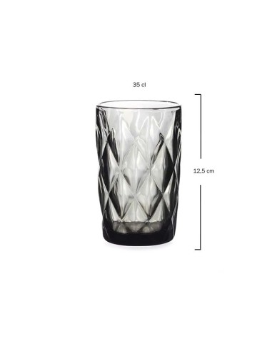 Vaso Alto Vidrio Relieve VINTAGE Gris 35cl - Muñoz Bosch