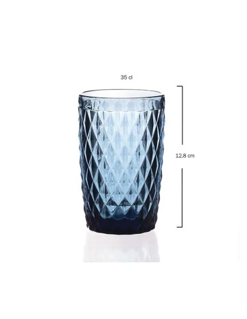 Vaso Alto Vidrio Relieve VINTAGE Azul 35cl - Muñoz Bosch 2