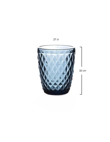 Vaso Bajo Vidrio Relieve VINTAGE Azul 27cl - Muñoz Bosch 2