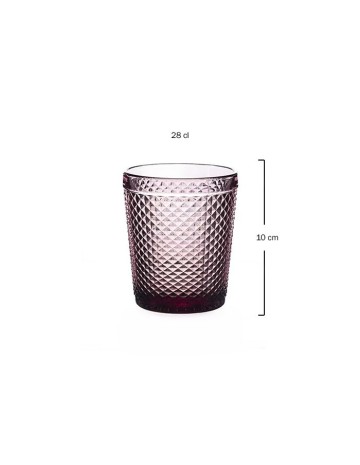 Vaso Bajo Vidrio Relieve VINTAGE Rosa 28cl - Muñoz Bosch 2
