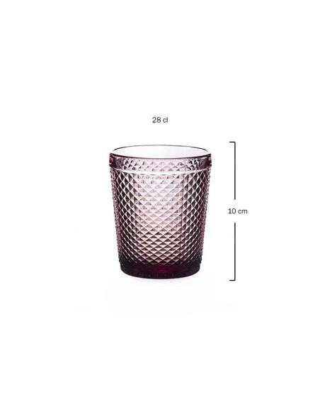 Vaso Bajo Vidrio Relieve VINTAGE Rosa 28cl - Muñoz Bosch