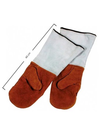 Par de guantes cuero con cubremangas 45cm 2