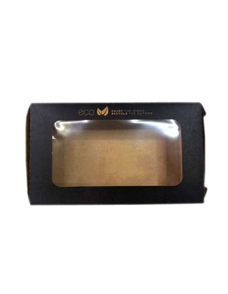 Envase Kraft bisagra con ventana antivaho