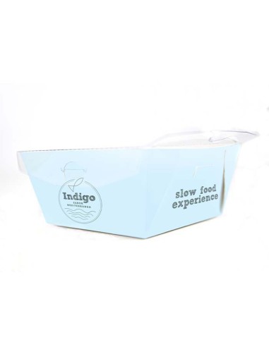 Bol cuadrado kraft + tapa antivaho “Showcase” (1000uds)