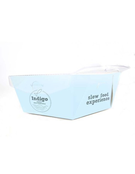 Bol cuadrado kraft + tapa antivaho “Showcase” (1000uds)