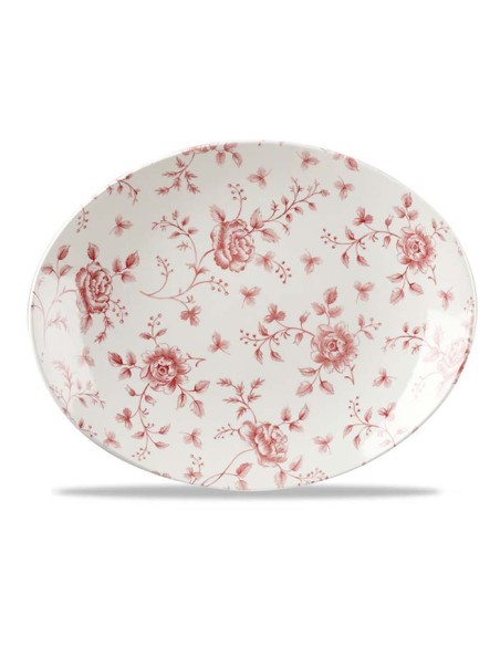 Plato chintz oval 31,7x25,5cm "Vintage Prints Cranberry rose" (6uds)