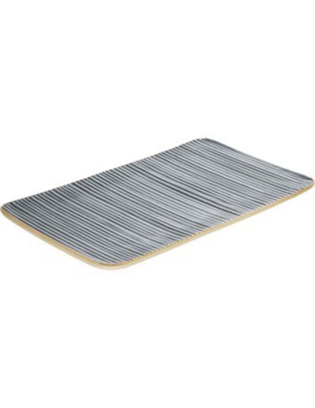 Plato rectangular gris relief 30x18cm "NARA" (6ud)