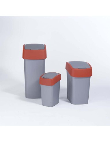 PAPELERA PACIFIC FLIP BIN 25lt PLATA y ROJO