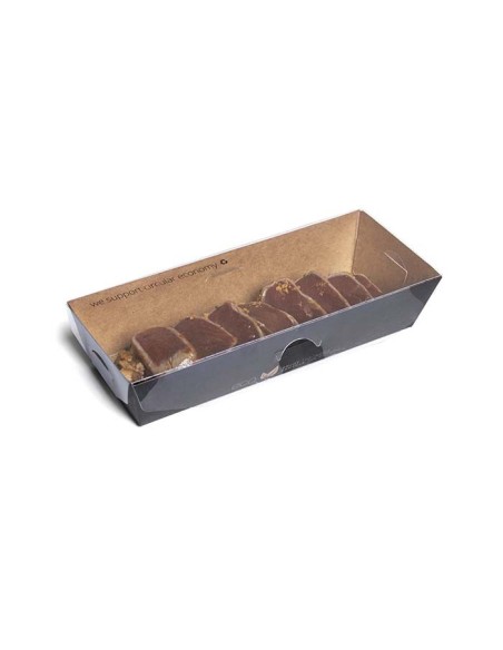 Envase negro/kraft con tapa antivaho panorámico