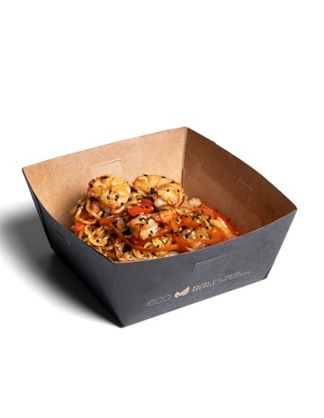 Bol cuadrado kraft + tapa antivaho “Showcase” (1000uds) 2