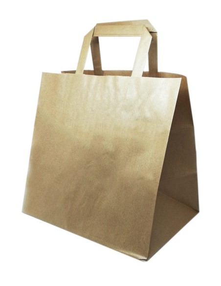 Bolsa de papel kraft de asa plana con base ancha 32x37+22 cm (250uds)