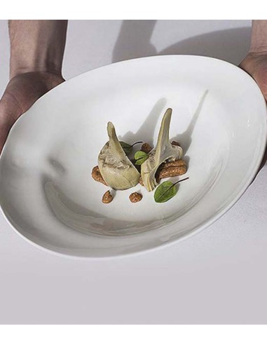 Plato hondo shell line vidriado 25x26cm (4Uds)