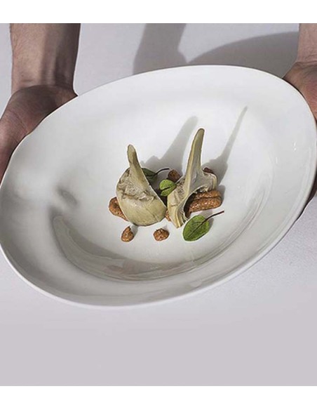 Plato hondo shell line vidriado 25x26cm (4Uds)