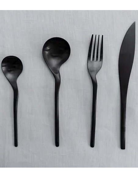 Tenedor Negro mate Rama (12Uds)