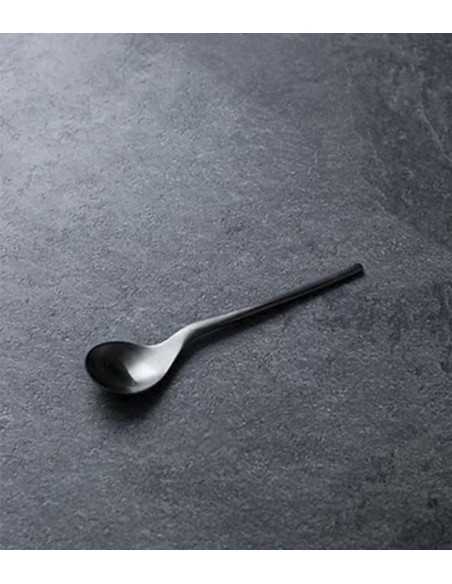Cuchara postre negro mate Rama (12Uds)