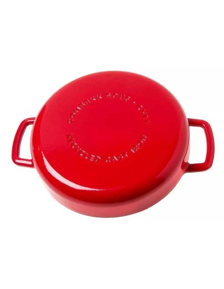 Cacerola baja hierro fundido rojo