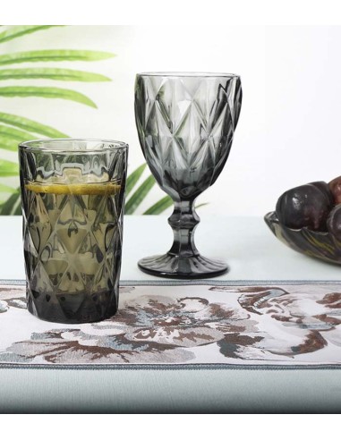 Vaso bajo cristal relieve azul CASUAL GLASS 270ml (6Ud)