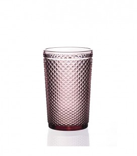Vaso alto cristal relieve rosa CASUAL GLASS 350ml (6Ud)