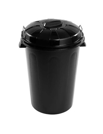 Cubo de basura con tapa 100L negro