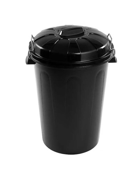 Cubo de basura con tapa 100L negro