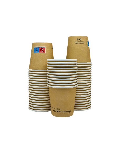 Grupo de Vasos de cartón kraft 120 ml biodegradable (1000 uds)