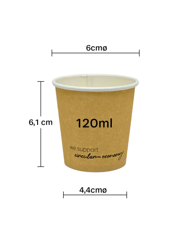 Vaso de cartón kraft 120 ml, 100 % biodegradable y compostable