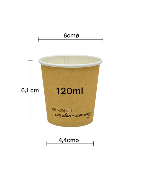 Vaso de cartón kraft 120 ml, 100 % biodegradable y compostable