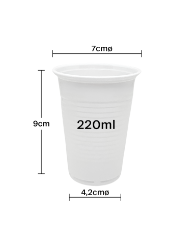 Vaso de plástico blanco 220cc (3000Uds)