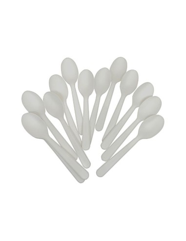 Cucharita postre CPLA compostable blanco 12,5cm de Betik (1500Uds)