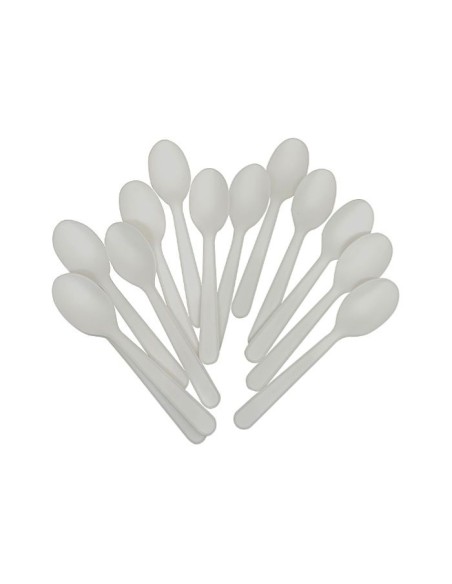 Cucharita postre CPLA compostable blanco 12,5cm de Betik (1500Uds)