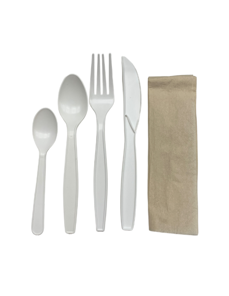 Pack 4  cubiertos CPLA + servilleta BIO de Betik (500uds)