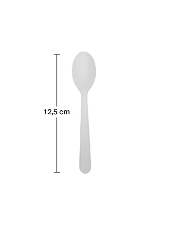 Cucharita postre CPLA compostable blanco 12,5cm de Betik (1500Uds) 2