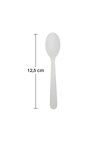 Cucharita postre CPLA compostable blanco 12,5cm de Betik (1500Uds)