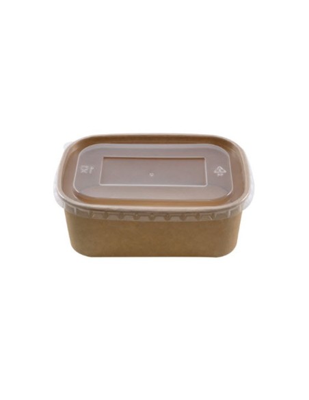 Envase Hermético Rectangular Kraft con Tapa PET (150Uds)