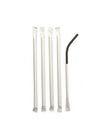 Pajita flexible negra Ø6mm 20cm enfundada (1000Uds)