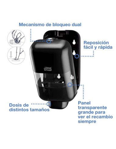 Dispensador mini jabón y desinfectante Tork S5 negro