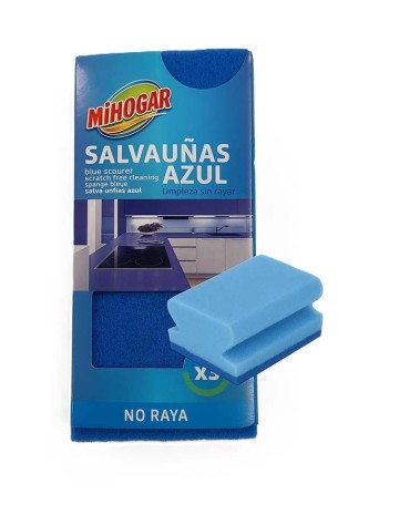 Estropajo azul salva-uñas no raya (3Uds)