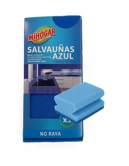Estropajo azul salva-uñas no raya (3Uds)