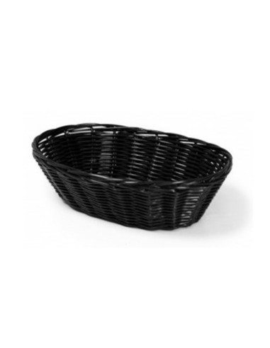 Cesta Oval Poly Rattan Negra 24x16x8